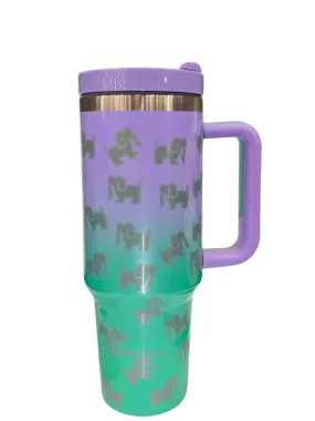 40oz STAINLESS TUMBLER, VIOLET/GREEN OMBRE