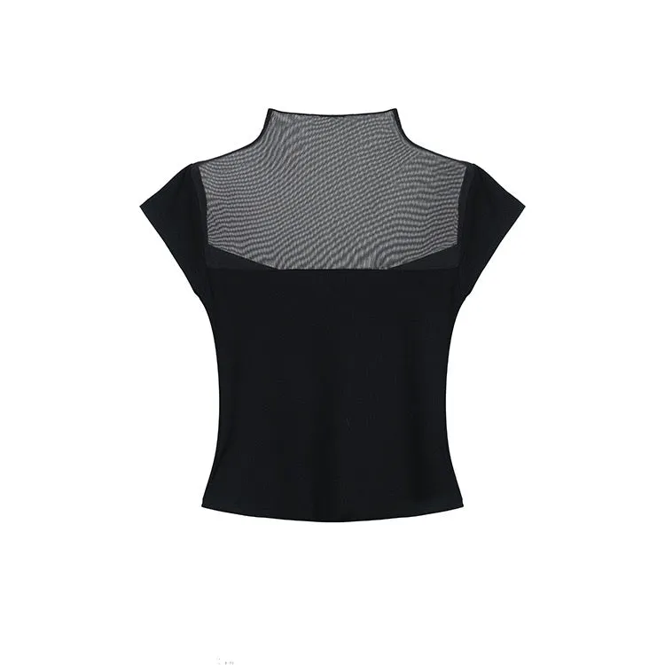 Black Mesh Chest Top