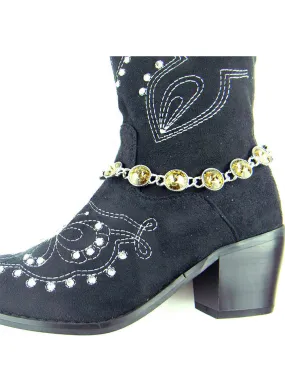 BOT150103SLV Rhinestones Linked Boot Chain