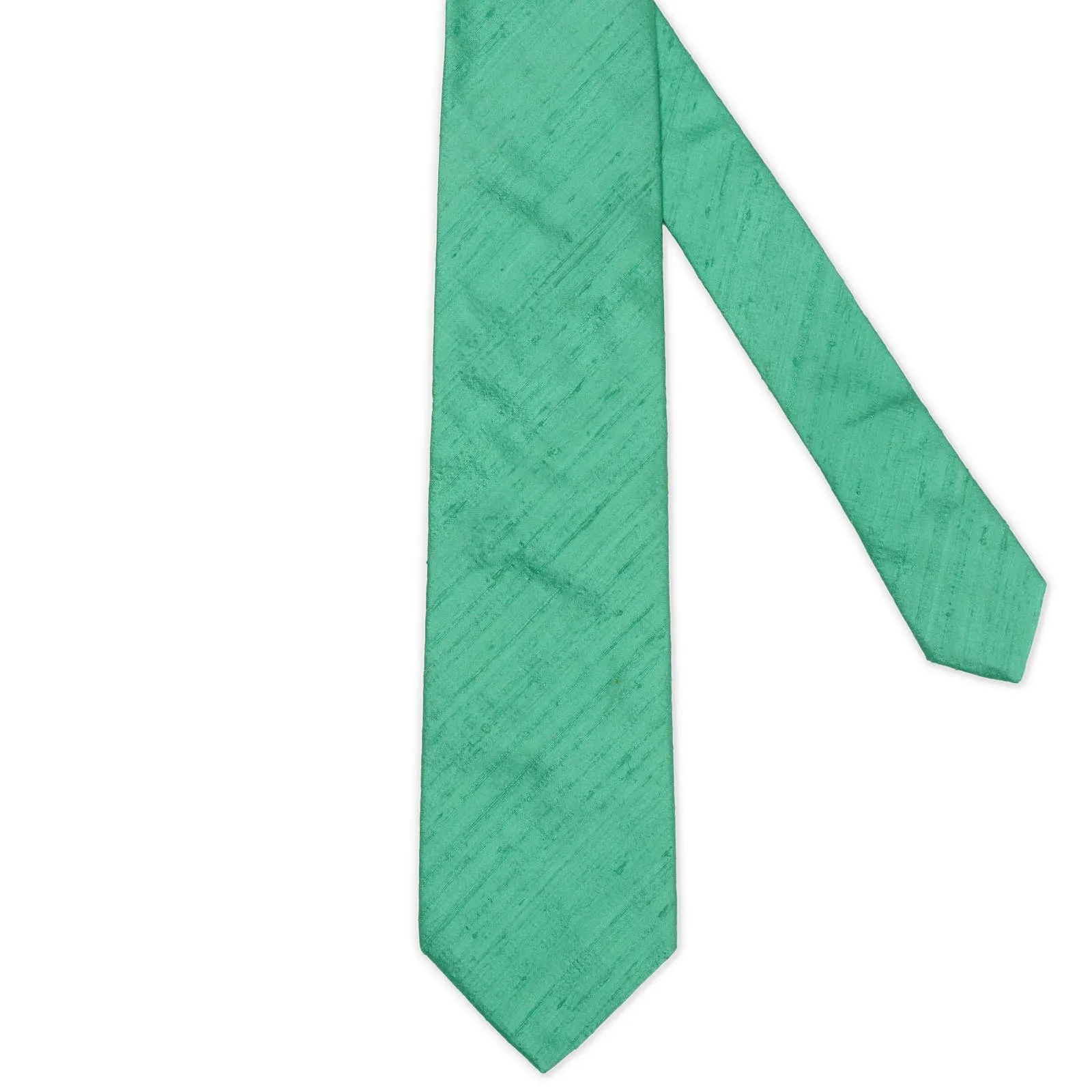 CRAVATTERIE NAZIONALI Green Raw Silk Tie NEW