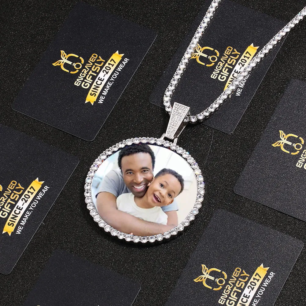 Custom Photo Medallion Necklace- Plating Of Gold Medallion Necklace Christmas Gifts For Dad