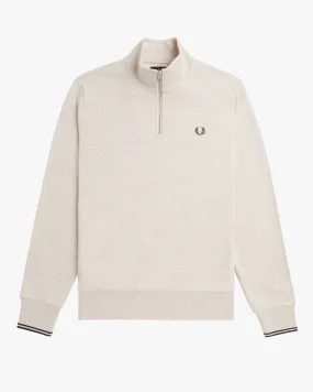 Fred Perry Half Zip Sweatshirt - Porridge Marl / Anchor Grey