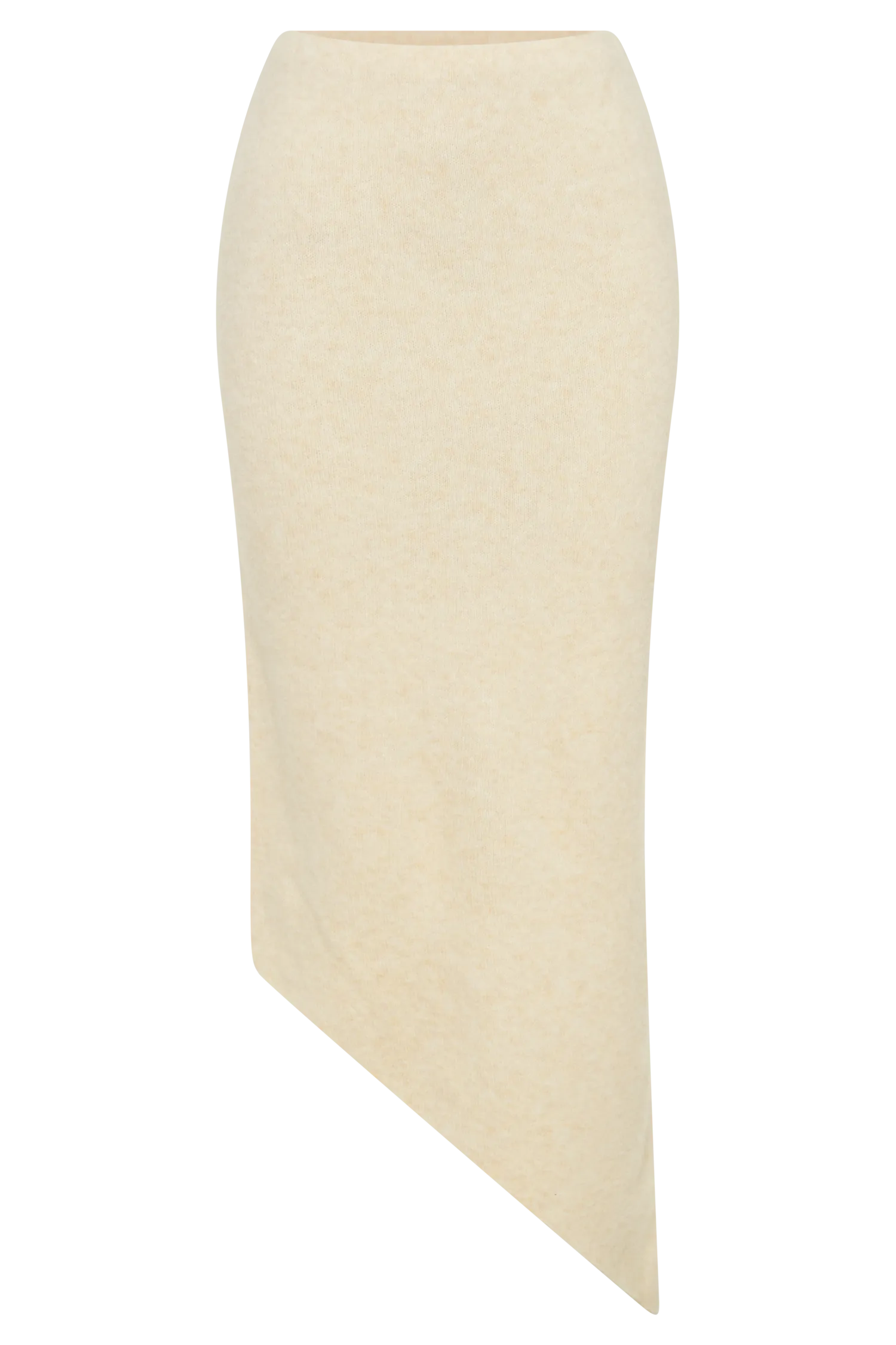 Genevieve Asymmetrical Knit Midi Skirt - Cream Marle