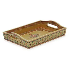 Hand Painted Golden Tray in Wood