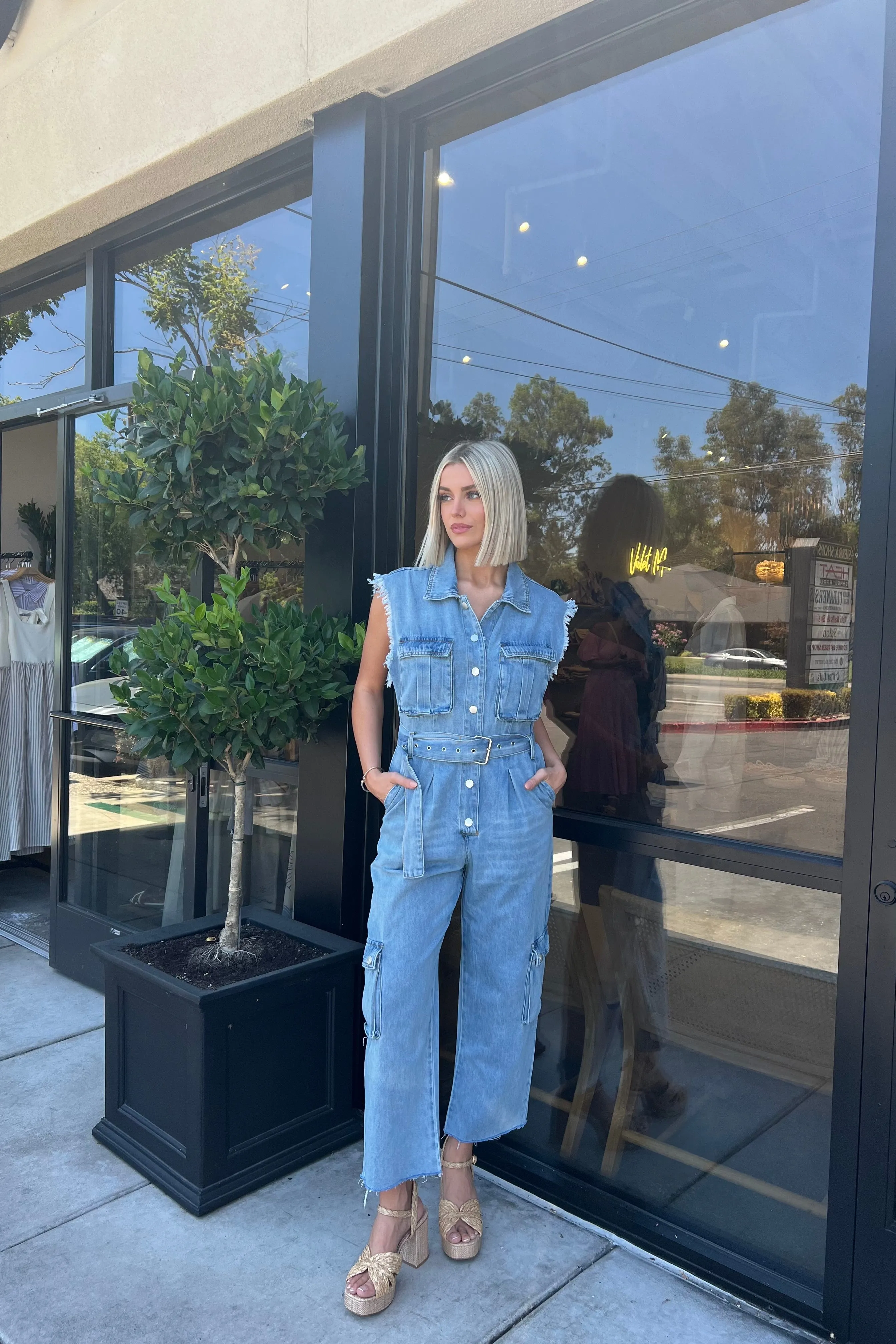 JAGGER CARGO DENIM JUMPSUIT