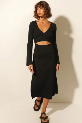 Kivari - Marta Wrap Midi Dress - Black *FINAL SALE