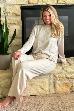 Layne Athleisure Wide Slit Leg Pants : Dove