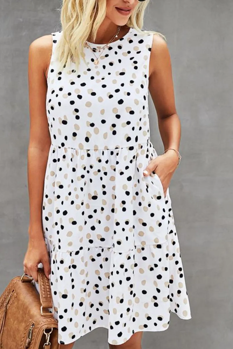 Leopard Print Asymmetric Hem Modern Drawstring Waist Casual Dress