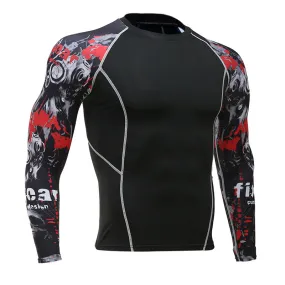 Motor City Madness Black Long Sleeve No Gi BJJ Compression Rash Guard for Jiu Jitsu, MMA, Grappling and Wrestling