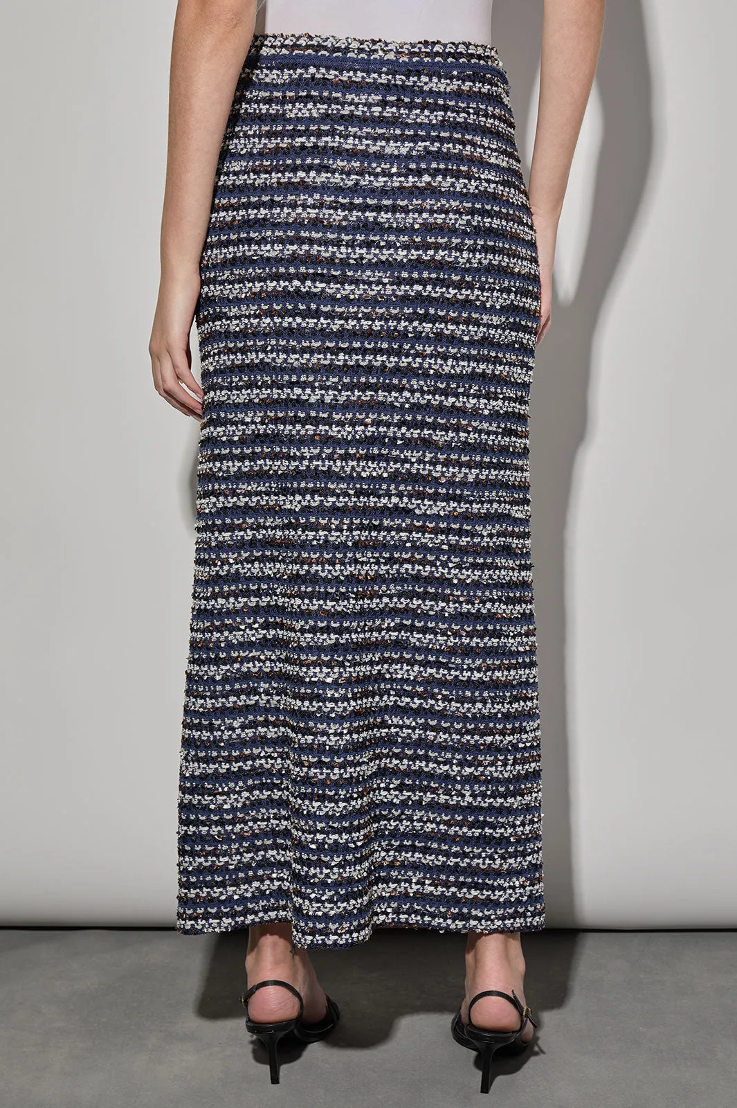 Multi-Stitch Tweed Knit Maxi Skirt