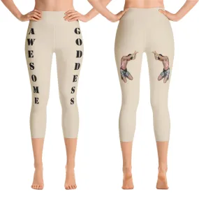 Our best viral leggings beige awesome goddess black letters