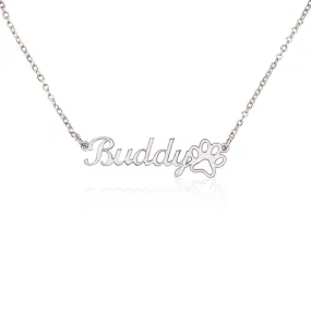 Paw Print Personalized Pet Name Necklace