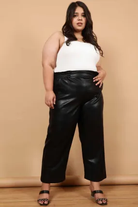 Plus Size Black Leather Pant