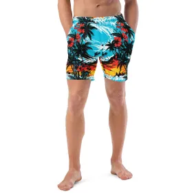 Ride the Waves: Men's Sunset Waves 001 Swim Trunks