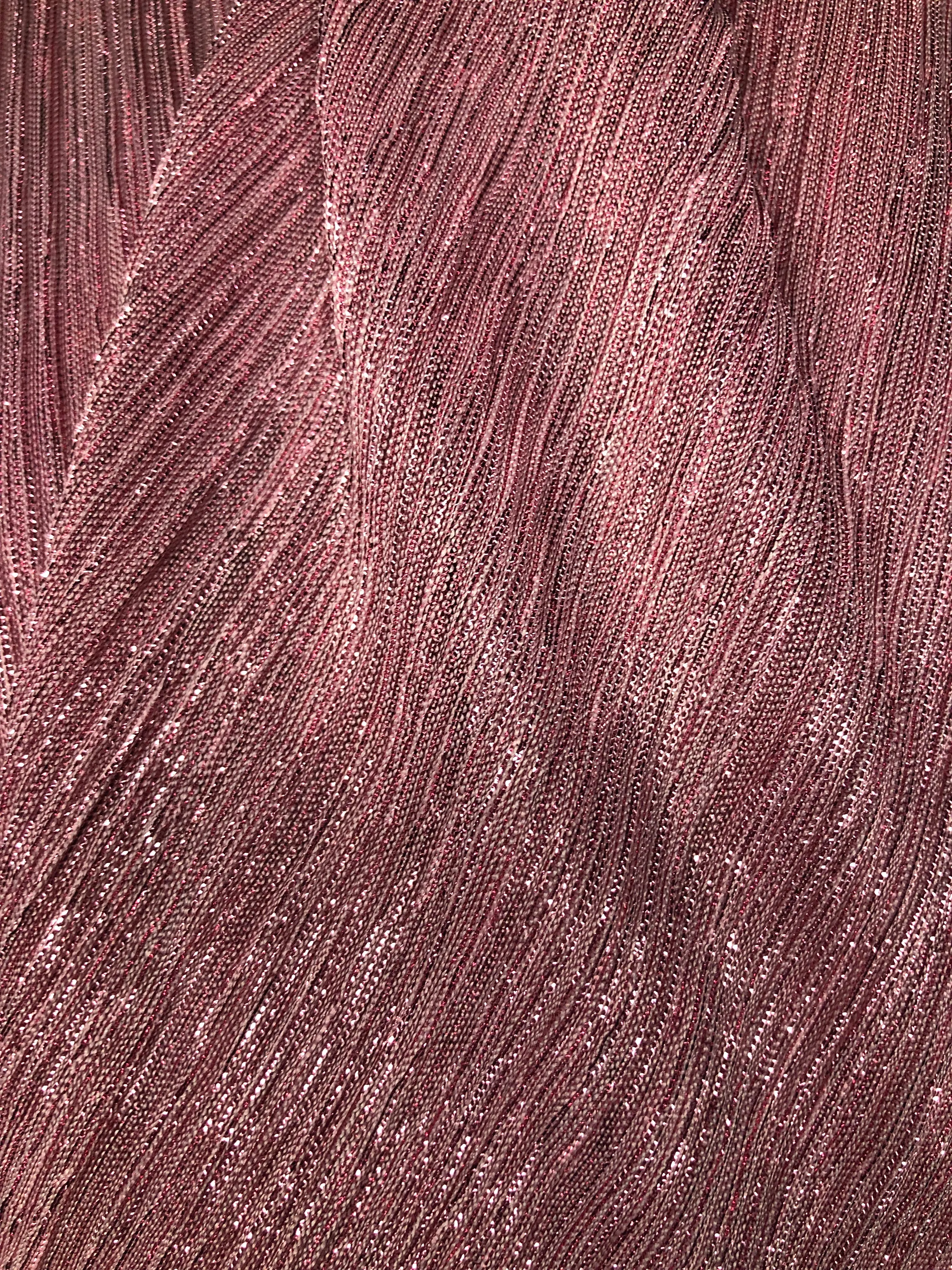 Scarf-Dusty Pink Tricot Pleated Metal Threads Tricot Pleated Metal Threads