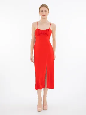 Storm Slip Midi Dress in Red